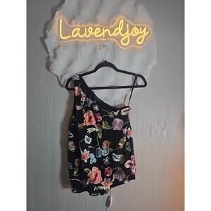 Y2K Embroidered One-Shoulder Top Womens Small Boho Chic Western IndieSleeze